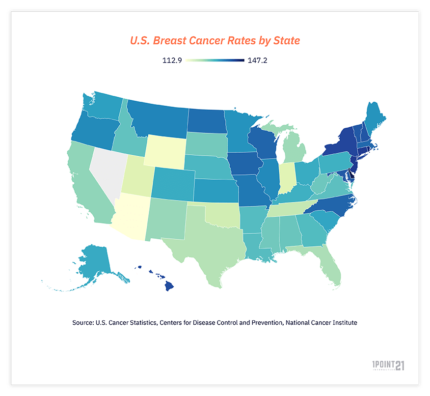 U.S. breast cancer rates by state